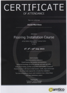 Amtico Certificate - flooring installation course